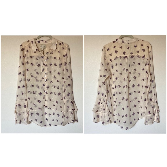 NWT Cleobella Kinsley Blouse Delicate Boho Floral Button Top Tiered Bell Sleeve - Picture 4 of 17